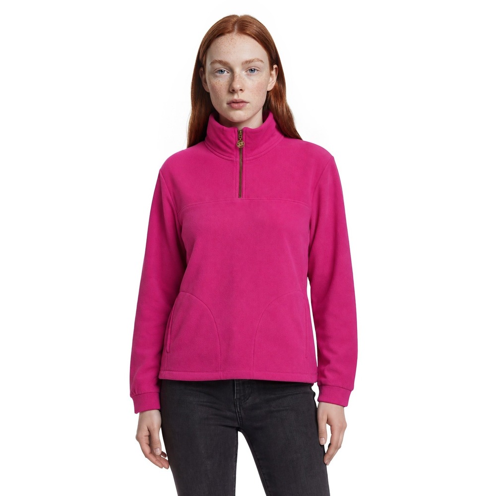 Lilly Pulitzer Fleece Pullover Top Women's Size Medium Hot Pink 1/4 Zip Sweater